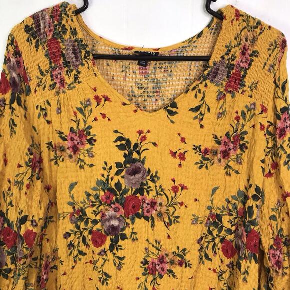 Torrid Top Womens Size 2X Smocked Gauze Floral Tunic Colorful Boho Stretch - Picture 5 of 8